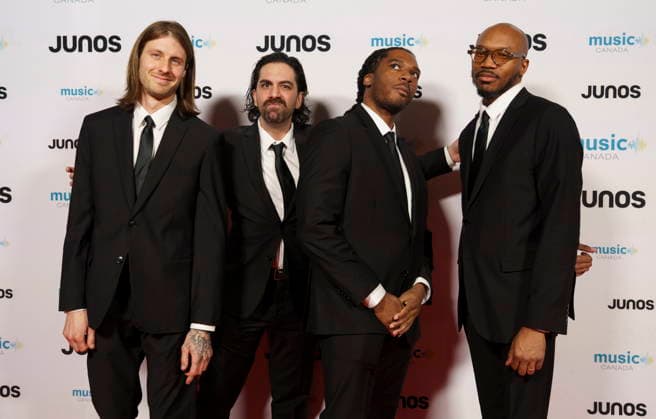 March 28, 2026, Hamilton, On, CAN: Members of The OBGMS, nominated for Alternative Album of the Year, on the red carpet at the 2026 Juno Awards Gala in Hamilton, Saturday, March 28, 2026. Hamilton CAN  - ZUMAc35_ 20260328_zaf_c35_210 Copyright: xPeterxPowerx