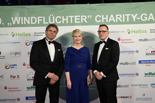 Matthias Birth, Manuela Schwesig and Thomas Knüppel at the 9 Windflüchter Charity Gala 2026 in aid of the Betroffen˜ foundation in the Störtebeker Brauquartier Stralsund, 28 03 2026 Copyright: xMatthiasxWehnertx