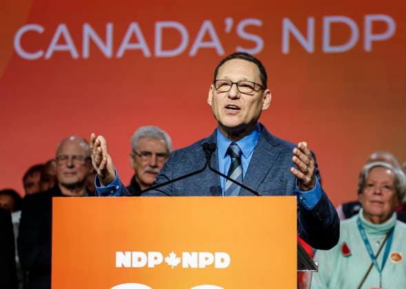 March 29, 2026, Winnipeg, Manitoba, CANADA: Avi Lewis, who was proclaimed as the new leader of the NDP, speaks at the party convention in Winnipeg Sunday, March 29, 2026. Winnipeg CANADA  - ZUMAc35_ 20260329_zaf_c35_019 Copyright: xJohnxWoodsx