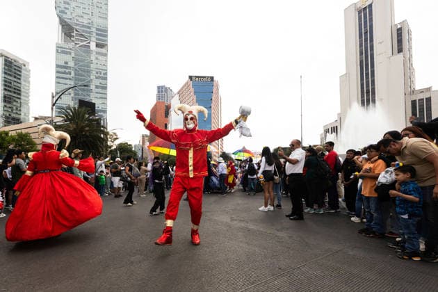 March 29, 2026, Mexico City, Mexico: Performers, dancers and musicians took part in the Third Carnival of Carnivals in Mexico City, where thousands of people followed the route from the Monument to the Revolution to the Zocalo, in a celebration defined by masks, traditional costumes and live music. Mexico City Mexico - ZUMAl178 20260329_znp_l178_010 Copyright: xCristianxLeyvax