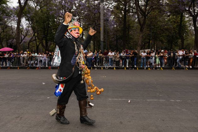 March 29, 2026, Mexico City, Mexico: Performers, dancers and musicians took part in the Third Carnival of Carnivals in Mexico City, where thousands of people followed the route from the Monument to the Revolution to the Zocalo, in a celebration defined by masks, traditional costumes and live music. Mexico City Mexico  - ZUMAl178 20260329_znp_l178_032 Copyright: xCristianxLeyvax