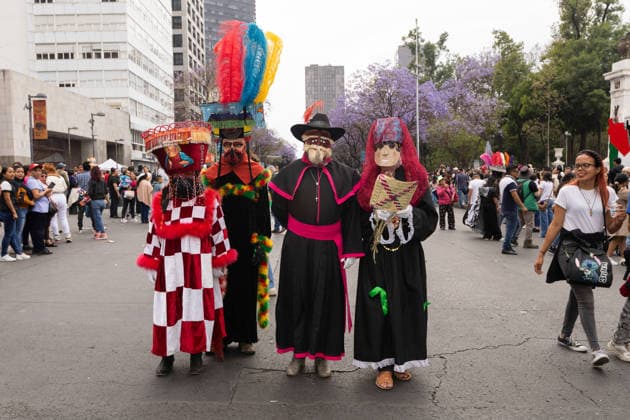 March 29, 2026, Mexico City, Mexico: Performers, dancers and musicians took part in the Third Carnival of Carnivals in Mexico City, where thousands of people followed the route from the Monument to the Revolution to the Zocalo, in a celebration defined by masks, traditional costumes and live music. Mexico City Mexico  - ZUMAl178 20260329_znp_l178_059 Copyright: xCristianxLeyvax