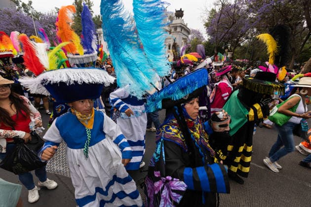 March 29, 2026, Mexico City, Mexico: Performers, dancers and musicians took part in the Third Carnival of Carnivals in Mexico City, where thousands of people followed the route from the Monument to the Revolution to the Zocalo, in a celebration defined by masks, traditional costumes and live music. Mexico City Mexico - ZUMAl178 20260329_znp_l178_044 Copyright: xCristianxLeyvax