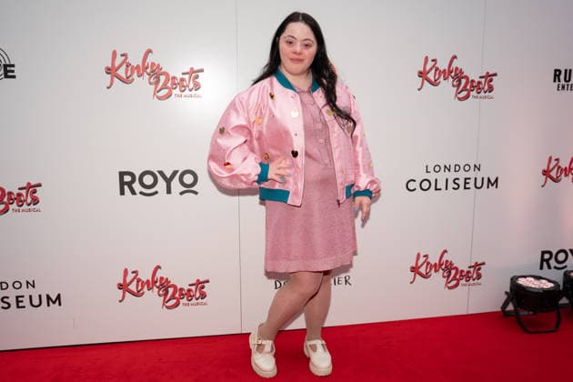 March 29, 2026, London, United Kingdom: Ellie Goldstein seen arriving for the Gala performance of Kinky Boots The Musical for WaterAid Kinky Boots the Musical opens at London Coliseum in the West End and host a Gala Night in aid of WaterAid. .Arrivals and Cast on the red carpet and the curtain call of the show. March 29th 2026 London United Kingdom - ZUMAs197 20260329_aaa_s197_681 Copyright: xBonniexBritainx