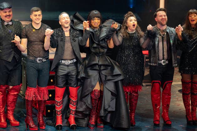 March 29, 2026, London, United Kingdom: L-R Scott Paige, Liam Doyle, Matt Cardle, Johannes Radebe, Courtney Bowman, Billy Roberts and Billie- Kay seen on stage in the curtain call of gala night of Kinky Boots The Musical for Water Aid Kinky Boots the Musical opens at London Coliseum in the West End and host a Gala Night in aid of WaterAid. .Arrivals and Cast on the red carpet and the curtain call of the show. March 29th 2026 London United Kingdom - ZUMAs197 20260329_aaa_s197_685 Copyright: xBonniexBritainx