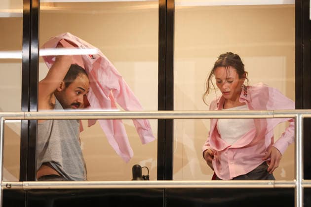 Pablo Moreno und Damir Avdic bei der Probe des Theaterstück DER GEIZIGE von Moliere, Regie Thomas_Ostermeier in der Schaubühne am Lehniner Platz am 30.03.26 in Berlin. Der Geizige - Schaubühne Berlin *** Pablo Moreno and Damir Avdic at the rehearsal of the play THE MERCY by Moliere, directed by Thomas Ostermeier at the Schaubühne am Lehniner Platz on 30 03 26 in Berlin Der Geizige Schaubühne Berlin
