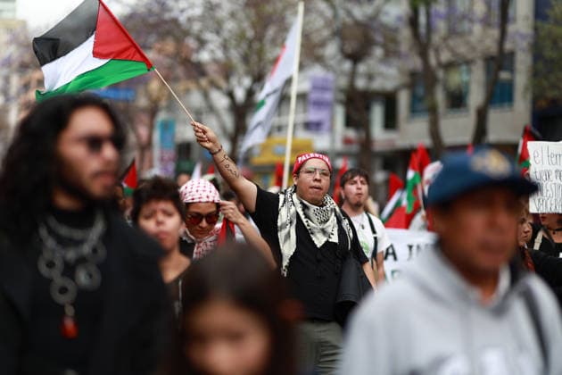Demonstrators hold a rally marking Palestinian Land Day in Mexico City MEXICO CITY, MEXICO - MARCH 30: A demonstrator holds a Palestinian flag during a rally, marking Palestinian Land Day, at reforma avenue, in Mexico City, Mexico on March 30, 2026. Daniel Cardenas Anadolu Mexico City Mexico. Editorial use only. Please get in touch for any other usage.  Copyright: x2026xAnadoluxDanielxCardenasx