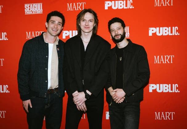 March 30, 2026, New York, Ny, United States: Myles McCabe, Fedor Zhuravlev and Eric Tabach attend the Opening Night of Seagull: True Story . Held at The Public Theate in New York. Dinara Khairova Zuma Press March 30, 2026. New York United States - ZUMAp281 20260330_zea_p281_043 Copyright: xPhotoxImagexPressx
