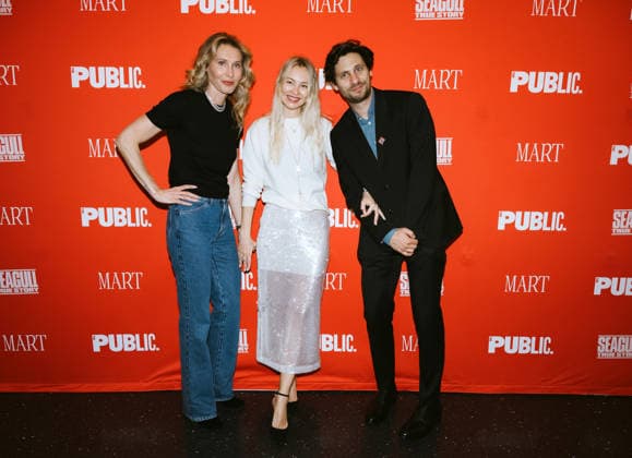 March 30, 2026, New York, Ny, United States: Angela Timashev, Olga Burkovskaya and Aleksandr Molochnikov attend the Opening Night of Seagull: True Story . Held at The Public Theate in New York. Dinara Khairova Zuma Press March 30, 2026. New York United States - ZUMAp281 20260330_zea_p281_072 Copyright: xPhotoxImagexPressx