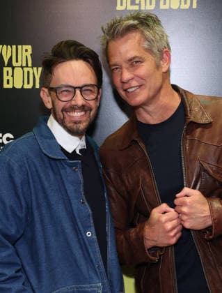 Los Angeles CA March 30: Jorma Taccone, Timothy Olyphant, at the Los Angeles Premiere Of Over Your Dead Body at Vidiots in Los Angeles on March 3, 2026- Credit: Faye AdMedia Los Angeles USA - ZUMAa123 20260330_zaa_a123_150 Copyright: xADx