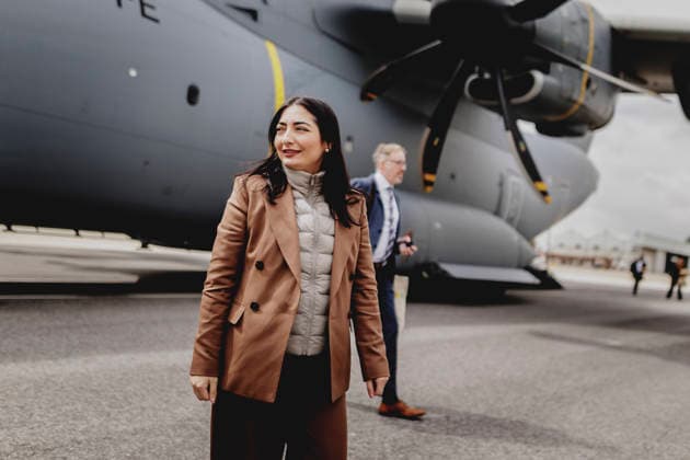 Reem Alabali Radovan (SPD), Bundesministerin fuer wirtschaftliche Zusammenarbeit und Entwicklung, aufgenommen nach Ankunft mit der A400M in Amman, 31.03.2026. Fotografiert im Auftrag des Bundesministeriums fuer wirtschaftliche Entwicklung und Zusammenarbeit. Amman Jordanien *** Reem Alabali Radovan SPD , Federal Minister for Economic Cooperation and Development, photographed after arrival with the A400M in Amman, 31 03 2026 Photographed on behalf of the Federal Ministry for Economic Cooperation and Development Amman Jordan Copyright: xFlorianxGaertner BMZx