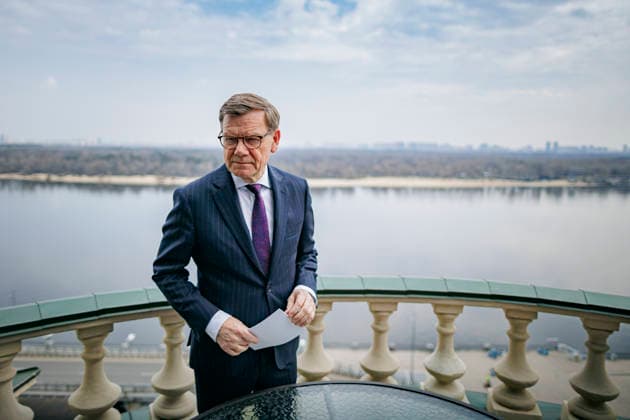 Johann Wadephul (CDU), Bundesaussenminister, gibt ein Pressestatement. Kyjiw, 31.03.2026. Fotografiert im Auftrag des Auswaertigen Amtes Kyjiw Ukraine *** Johann Wadephul CDU , Federal Foreign Minister, gives a press statement Kyiv, 31 03 2026 Photographed on behalf of the Foreign Office Kyiv Ukraine Copyright: xThomasxTrutschel AAx