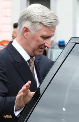 King Philippe - Filip of Belgium leaves after a roundtable discussion on the socioeconomic revitalization of the Centre region (Region du Centre), in La Louviere, Tuesday 31 March 2026.  VIRGINIExLEFOUR 169400842