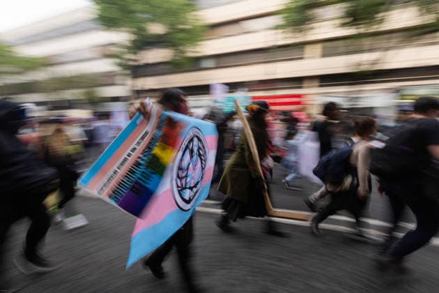 March 31, 2026, Mexico City, Mexico: Demonstration organized by the Libres y Combativas MX collective (Free and Combative Women MX) under the slogan: Trans and non-binary lives matter. The march moved from the Zocalo toward Plaza Tlaxcoaque and the Chabacano subway station, calling for the recognition of transfemicide, a comprehensive trans law, and access to rights including health, identity, education, work and housing. Mexico City Mexico - ZUMAl178 20260331_znp_l178_018 Copyright: xCristianxLeyvax