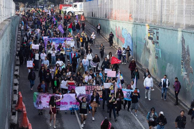 March 31, 2026, Mexico City, Mexico: Demonstration organized by the Libres y Combativas MX collective (Free and Combative Women MX) under the slogan: Trans and non-binary lives matter. The march moved from the Zocalo toward Plaza Tlaxcoaque and the Chabacano subway station, calling for the recognition of transfemicide, a comprehensive trans law, and access to rights including health, identity, education, work and housing. Mexico City Mexico  - ZUMAl178 20260331_znp_l178_041 Copyright: xCristianxLeyvax
