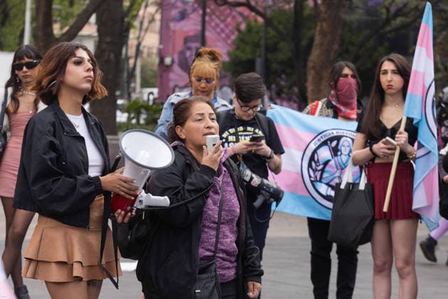 March 31, 2026, Mexico City, Mexico: Demonstration organized by the Libres y Combativas MX collective (Free and Combative Women MX) under the slogan: Trans and non-binary lives matter. The march moved from the Zocalo toward Plaza Tlaxcoaque and the Chabacano subway station, calling for the recognition of transfemicide, a comprehensive trans law, and access to rights including health, identity, education, work and housing. Mexico City Mexico  - ZUMAl178 20260331_znp_l178_042 Copyright: xCristianxLeyvax