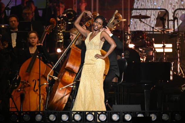 Andrea Bocelli And Andrea Lykke Oehlenschlæger In Concert - Paris Andrea Lykke Oehlenschlæger performs at the Accor Arena in Paris, France on April 1, 2026. Photo by Christophe Meng ABACAPRESS.COM Paris France  Copyright: xMengxChristophe ABACAx