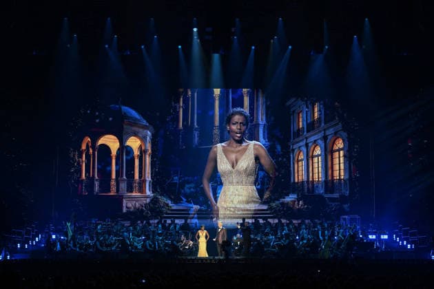 Andrea Bocelli And Andrea Lykke Oehlenschlæger In Concert - Paris Andrea Bocelli, Andrea Lykke Oehlenschlæger performs at the Accor Arena in Paris, France on April 1, 2026. Photo by Christophe Meng ABACAPRESS.COM Paris France  Copyright: xMengxChristophe ABACAx