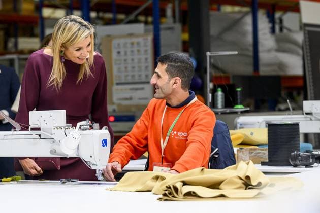Queen Maxima Visits Association for Circular Initiatives - Netherlands Queen Maxima visiting the association Circulair Groningen Drenthe during a working visit at Vepa in Hoogeveen, Netherlands on April 1, 2026. Photo by Patrick van Emst NL Beeld Bruno Press ABACAPRESS.COM Netherlands  Copyright: xBrunoxPress ABACAx