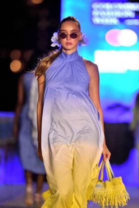 (260402) -- COLOMBO, April 2, 2026 -- A model presents a creation during the Colombo Fashion Week in Colombo, Sri Lanka on April 1, 2026. The Colombo Fashion Week Summer 2026 takes place from April 1 to 4. The four-day event showcases creations from more than 30 designers. (Photo by Xinhua) SRI LANKA-COLOMBO-FASHION WEEK AjithxPerera 