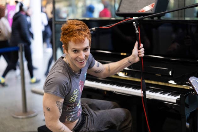 D3lta performs live at St Pancras International station, London, UK, 02 April 2026. D3lta - St. Pancras Performance to celebrate the release of his single Mad About It , Credit:Ewelina Stachurska Show Me You Avalon United Kingdom, London, St. Pancras  Copyright: xEwelinaxStachurskaxShowxMexYoux xAvalonx 1088218427