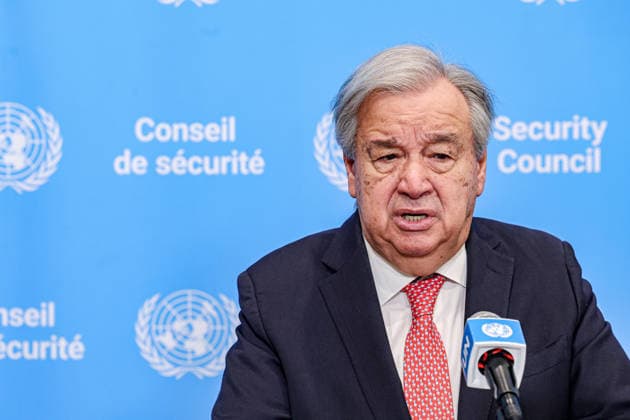April 2, 2026, New York, New York, USA: ANTONIO GUTERRES, Secretary-General of the United Nations, speaks ahead of a Security Council meeting on the Middle East. Guterres said cooperation between the Gulf Cooperation Council and the United Nations must help de-escalate the crisis and prevent a broader conflict. New York USA  - ZUMAo116 20260402_znp_o116_002 Copyright: xBiancaxOterox