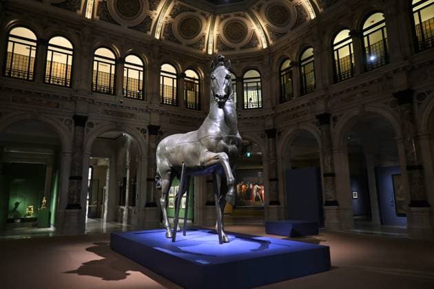 Milan, Italy Bassano del Grappa candidate for Italian Capital of Culture 2029 institutional presentation at the Gallerie d Italia in Milan with the work The Colossal Horse by Antonio Canova on display. In the photo: the work The Horse by Antonio Canova on display at the Gallerie d Italia in Milan  Copyright: xNickxZonnax xipa-agency.netx xNickxZonnax IPA_Agency_IPA73725270