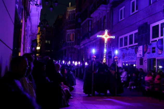 Solemn Procession of Silence and Holy Christ of the Miners in Cartagena Solemn Procession of Silence and Holy Christ of the Miners, on April 2, 2026, in Cartagena, Murcia Spain All the participants of this procession, with the exception of the elder brother and the chaplain, wear their faces covered and must maintain silence, which is usually accompanied by the public that watches the parade and the collaboration of the local owners and businesses that turn off their signs and lights as the procession passes by 02 APRIL 2026 PROCESIÓN SILENCIO REINA SOFÍA CARTAGENA MURCIA CAPELLÁN DESFILE Martín C Cartagena Murcia Murcia Cartagena Murcia Spain  Copyright: xMartinxC.x 7413131