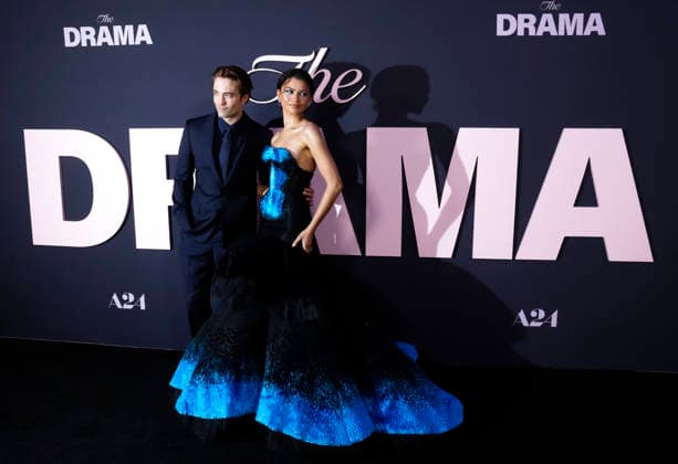 Robert Pattinson and Zendaya arrive on the red carpet at the premiere of A24 s The Drama at Regal Union Square on Thursday, April 2, 2026 in New York City.  NYP20260402101 JOHNxANGELILLO