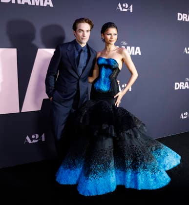 Robert Pattinson and Zendaya arrive on the red carpet at the premiere of A24 s The Drama at Regal Union Square on Thursday, April 2, 2026 in New York City.  NYP20260402105 JOHNxANGELILLO