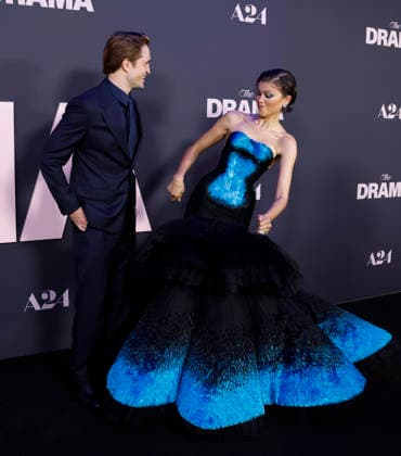 Robert Pattinson and Zendaya arrive on the red carpet at the premiere of A24 s The Drama at Regal Union Square on Thursday, April 2, 2026 in New York City.  NYP20260402107 JOHNxANGELILLO