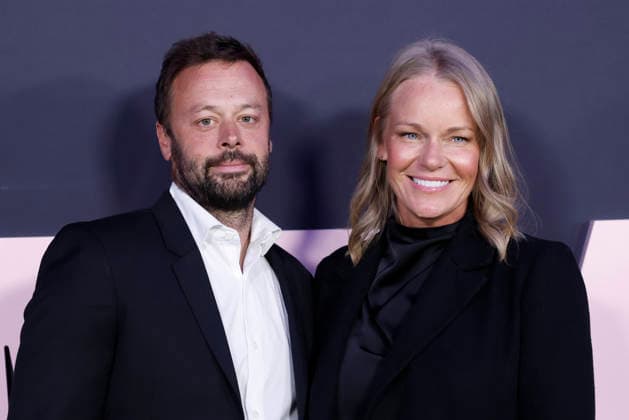 Lars Knudsen and Amy Knudsen arrive on the red carpet at the premiere of A24 s The Drama at Regal Union Square on Thursday, April 2, 2026 in New York City.  NYP20260402128 JOHNxANGELILLO