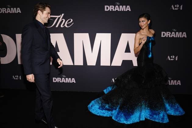 Robert Pattinson, Zendaya at arrivals for THE DRAMA Premiere, Regal Union Square, New York, NY, April 02, 2026. Photo By: Kristin Callahan Everett Collection THE DRAMA Premiere PUBLICATIONXNOTxINxCANxCHNxFRAxITAxJPNxNORxPOLxRUSxESPxUKxUSA