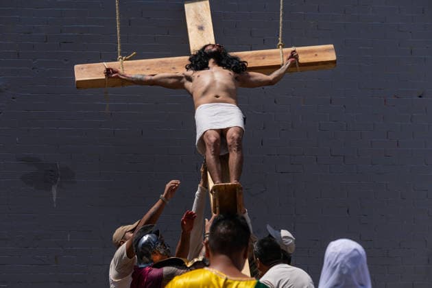 April 3, 2026, Mexico City, Mexico: Inmates reenacted the Passion of Christ during Holy Week 2026 at the East Male Preventive Prison in Mexico City in a performance prepared over months that included the Last Supper, the Stations of the Cross, and the crucifixion. Relatives of the inmates attended the event. Mexico City Mexico  - ZUMAl178 20260403_znp_l178_043 Copyright: xCristianxLeyvax