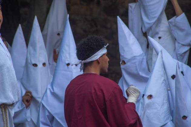 Holy Week Procession of Silence Brotherhoods penitents prepare before the start the procession of silence for Holy Week celebrations in Temple of Santa Cruz celebrating 60 years of tradition. As Easter approaches, honors one of the solemn religious traditions, the funeral march, know as Silence Procession. on April 3, 2026 in Queretaro, Mexico. (Photo by Jose Carrera Eyepix Group) Copyright: xJosexCarrerax xEyepixxGroupx JFC_03042026_179984