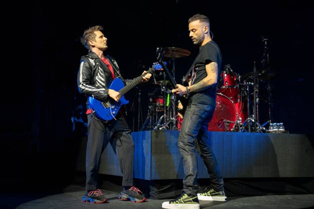 Muse Play O2 Academy Brixton London - 3 Apr 2026 L-R Matt Bellamy and Chris Wolstenholme perform live during a concert at the O2 Academy Brixton London. Muse played an intimate album launch show at the O2 Academy Brixton London on April 3rd to celebrate their 10th studio album The Wow! Signal The Album will be released later this year. Muse are Matt Bellamy, Chris Wolstenholme and Dominic Howard. London United Kingdom Copyright: xBonniexBritainx xSOPAxImagesx MUS01213