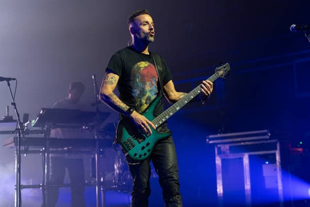 Muse Play O2 Academy Brixton London - 3 Apr 2026 Chris Wolstenholme of Muse rock band, performs live on stage at the O2 Academy Brixton London. Muse played an intimate album launch show at the O2 Academy Brixton London on April 3rd to celebrate their 10th studio album The Wow! Signal The Album will be released later this year. Muse are Matt Bellamy, Chris Wolstenholme and Dominic Howard. London United Kingdom Copyright: xBonniexBritainx xSOPAxImagesx MUS02079