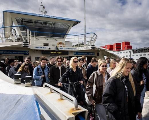 AMSTERDAM - Busy on the ferry at the NDSM shipyard, where DGTL Amsterdam is taking place. Dozens of DJs are performing at the two-day electronic music festival. SEM VAN DER WAL ANP netherlands out - belgium out  Copyright: xx x555021775x originalFilename: 555021775.jpg