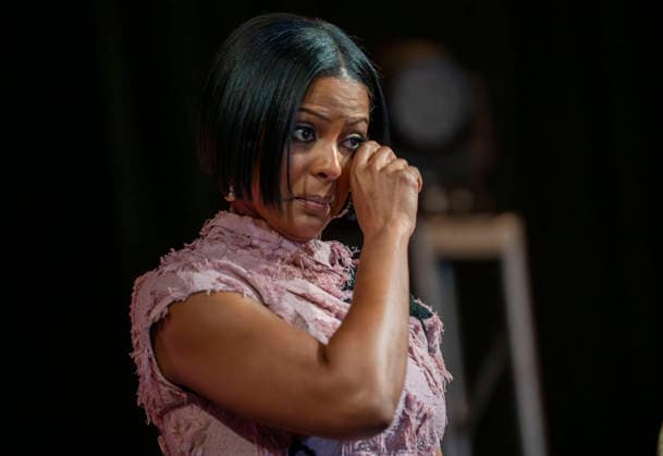 April 4, 2026, Philadelphia, Pennsylvania, United States: TAMRON HALL, American broadcast journalist, television talk show host and author gets emotional when she received the WDAS-FM tenth annual Women Of Excellence Legend award at the luncheon held at the Philadelphia Sheraton Philadelphia United States - ZUMArf1_ 20260404_zaf_rf1_003 Copyright: xRickyxFitchettx