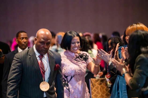 April 4, 2026, Philadelphia, Pennsylvania, United States: TAMRON HALL, American broadcast journalist, television talk show host and author is escorted to the stage to receive the during the WDAS-FM tenth annual Women Of Excellence Legend award at the luncheon held at the Philadelphia Sheraton Philadelphia United States - ZUMArf1_ 20260404_zaf_rf1_002 Copyright: xRickyxFitchettx