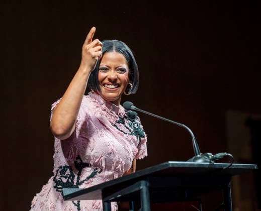 April 4, 2026, Philadelphia, Pennsylvania, United States: TAMRON HALL, American broadcast journalist, television talk show host and author, speaking at the WDAS-FM tenth annual Women Of Excellence Legend award at the luncheon held at the Philadelphia Sheraton Philadelphia United States - ZUMArf1_ 20260404_zaf_rf1_011 Copyright: xRickyxFitchettx