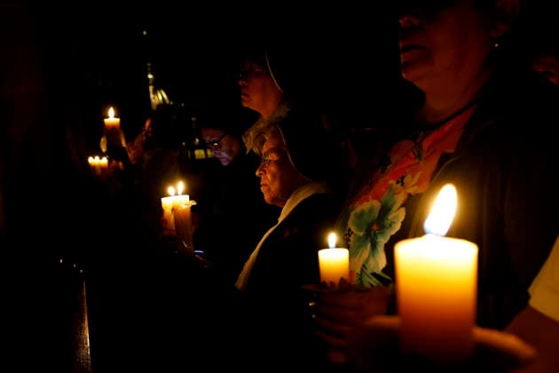 April 4, 2026, Zacatecas, Zacatecas, Mexico: Catholic parishioners light candles during the Easter Vigil celebration at the Santo Domingo Church in Zacatecas, Mexico. The liturgical celebration commemorates the resurrection of Jesus. Zacatecas Mexico - ZUMAo125 20260404_zip_o125_011 Copyright: xAntonioxOjedax