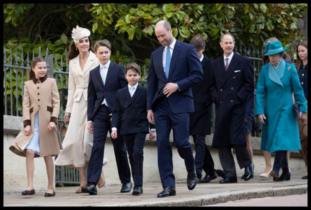 . 05 04 2026. Windsor , United Kingdom. Prince William , Kate Middleton, Prince George, Princess Charlotte , Prince Louis, Prince Edward and Princess Anne arriving at the Easter Sunday church service at Windsor Castle , United Kingdom.  xStephenxLockx xi-Imagesx IIM-26682-0084