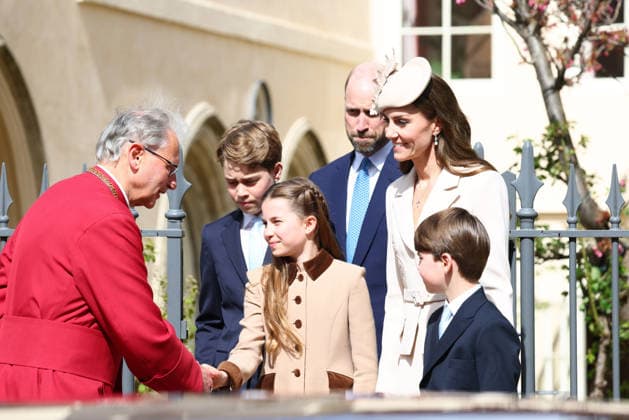 British Royal Family celebrate Easter Windsor UK. Prince William, Prince of Wales. Princess Catherine, Princess of Wales, Prince George, Princess Charlotte and Prince George at St George™s Chapel for the Easter Service. 5th April 2026. LMK430-S050426-001 Anfisa Polyushkevych Landmark Media 