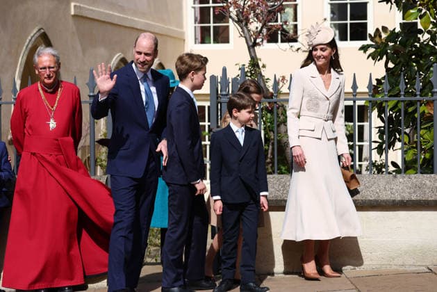 British Royal Family celebrate Easter Windsor UK. Prince William, Prince of Wales. Princess Catherine, Princess of Wales, Prince George, Princess Charlotte and Prince George at St George™s Chapel for the Easter Service. 5th April 2026. LMK430-S050426-001 Anfisa Polyushkevych Landmark Media 