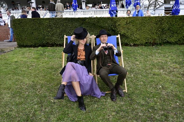 Aline von Drateln and Tom Schilling at the grand opening of the 2026 season at Hoppegarten racecourse Berlin, 05 04 2026 Copyright: xMatthiasxWehnertx