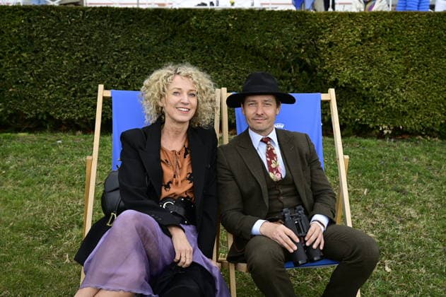 Aline von Drateln and Tom Schilling at the grand opening of the 2026 season at Hoppegarten racecourse Berlin, 05 04 2026 Copyright: xMatthiasxWehnertx