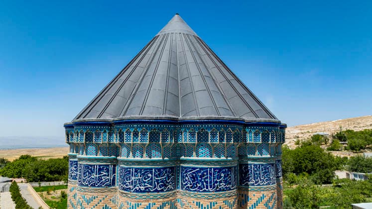 Mausoleum in Garabaghlar showcases stunning architecture under clear skies in Azerbaijan Copyright: MichaelxRunkel 1184-14956