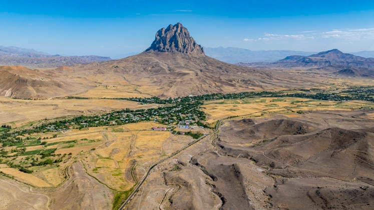 Monolith rises near Alinja castle under clear sky in Nakhchivan region of Azerbaijan Copyright: MichaelxRunkel 1184-14962