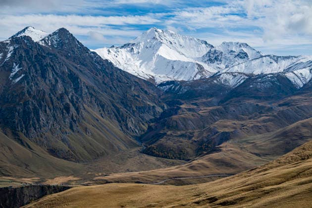 Mount Elbrus region shows snow-capped peaks and valleys in Kabardino-Balkaria, Russia Copyright: MichaelxRunkel 1184-16297